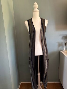Octavia Crochet Vest Chevron Sweater Duster EUC SMALL